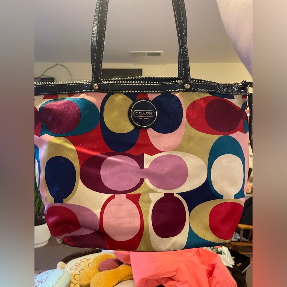 Used Coach multicolor silk purse